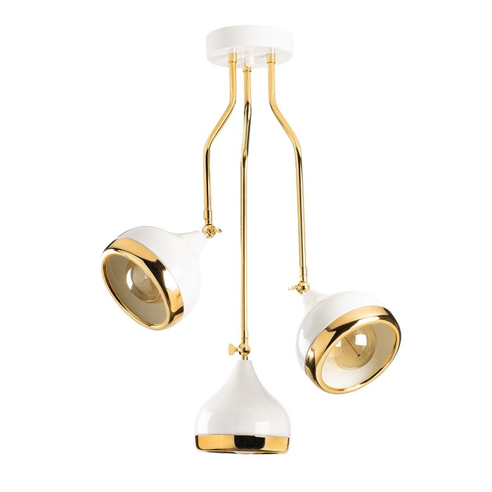 Opviq Lámpara de Araña Blanco y Oro con Altura Ajustable Opviq Lámpara de Araña Blanco y Oro con Altura Ajustable